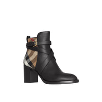 BLACK Bottines en cuir et coton House check