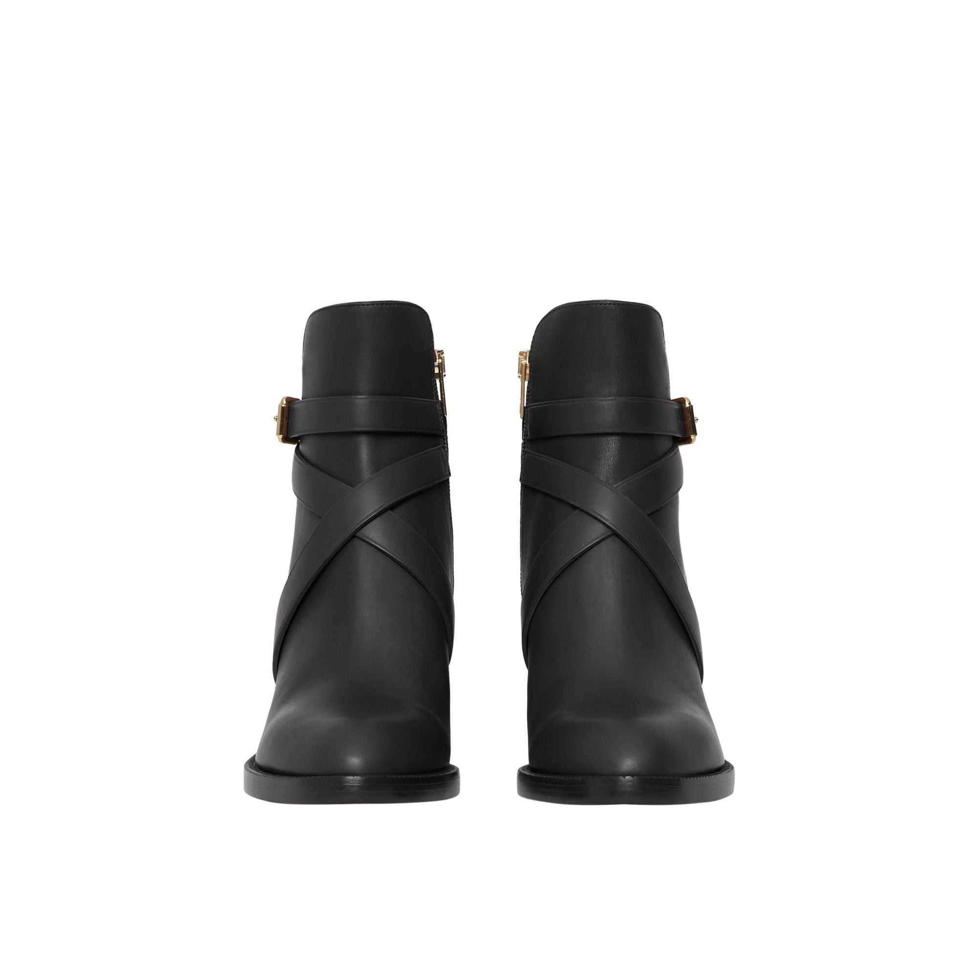 BLACK Bottines en cuir et coton House check