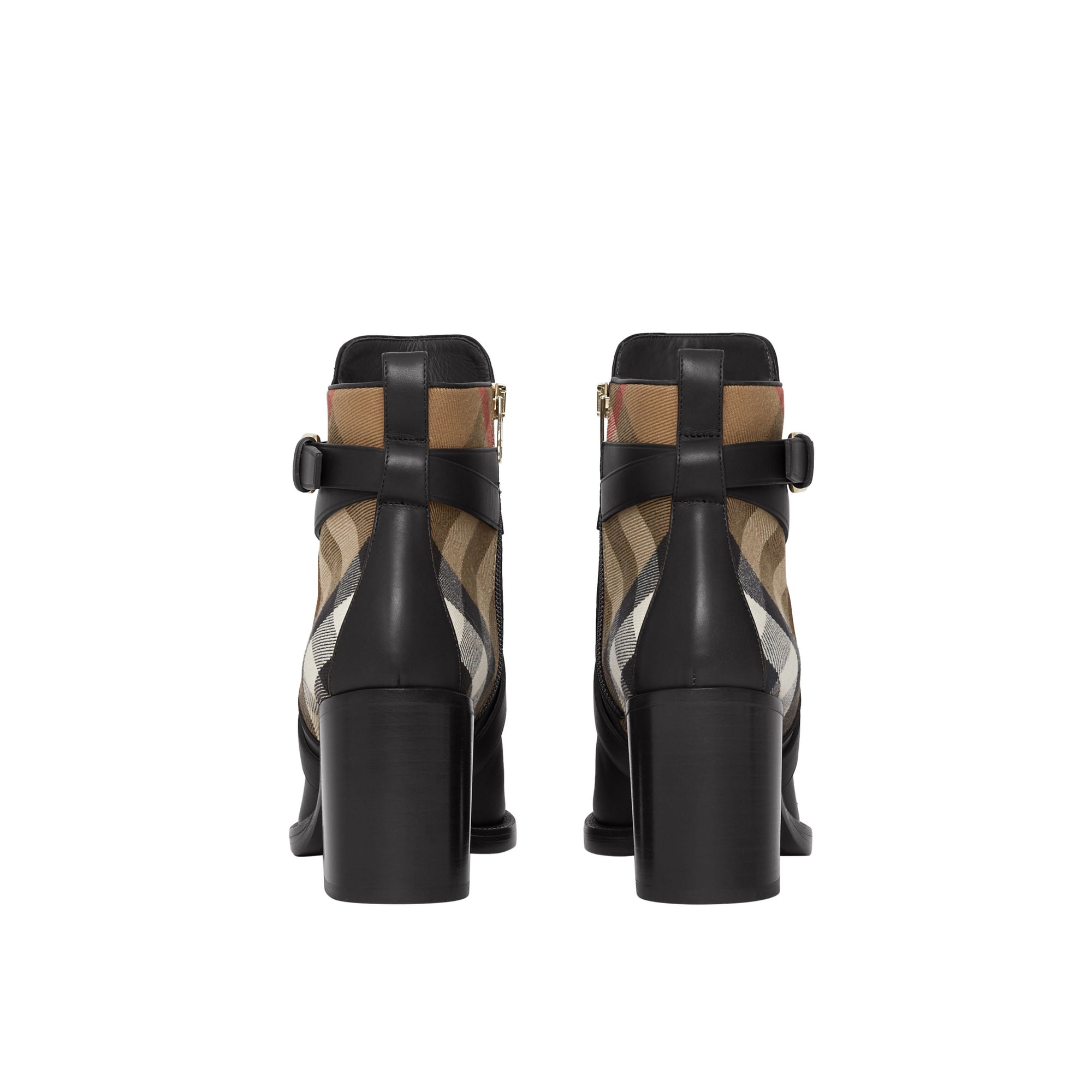 BLACK Bottines en cuir et coton House check