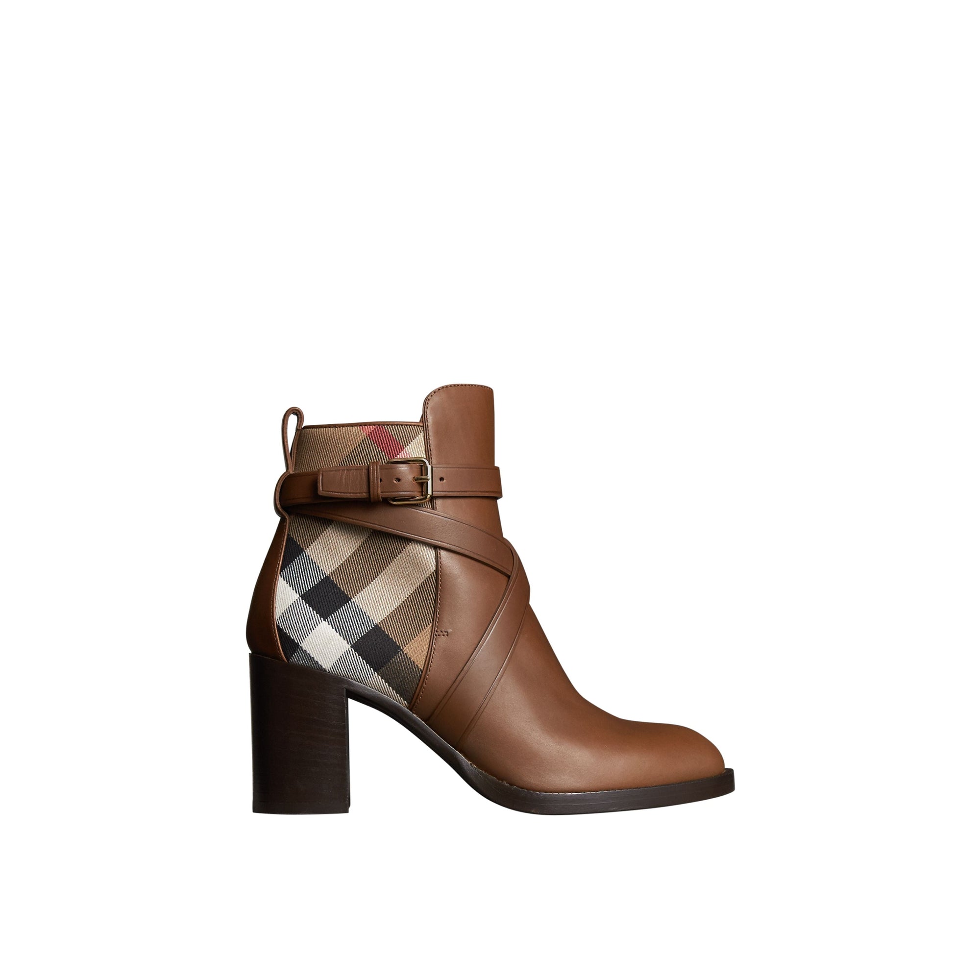 BRIGHT CAMEL Bottines en cuir et coton House check