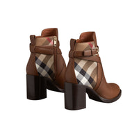 BRIGHT CAMEL Bottines en cuir et coton House check