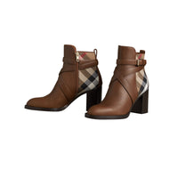 BRIGHT CAMEL Bottines en cuir et coton House check