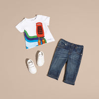 WHITE T-shirt en coton à imprimé fusée cabine téléphonique
