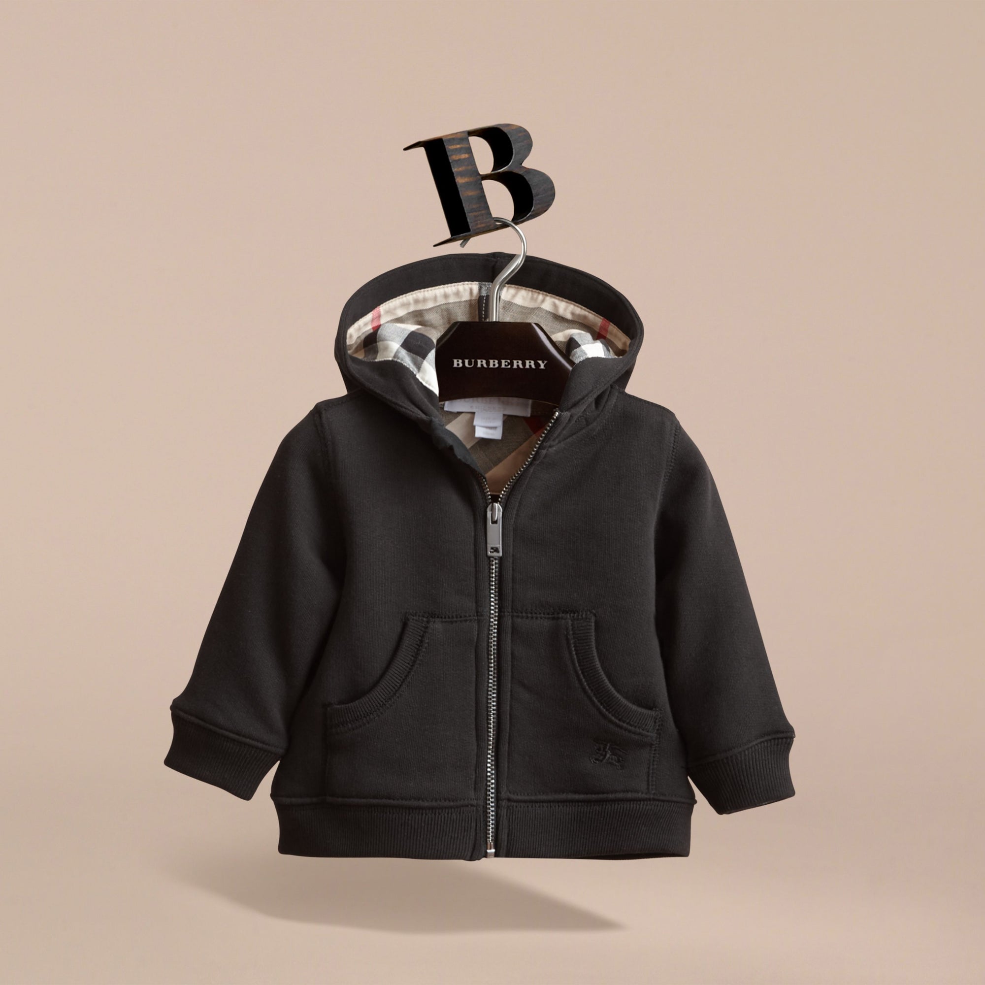 BLACK Haut en coton avec capuche à motif check