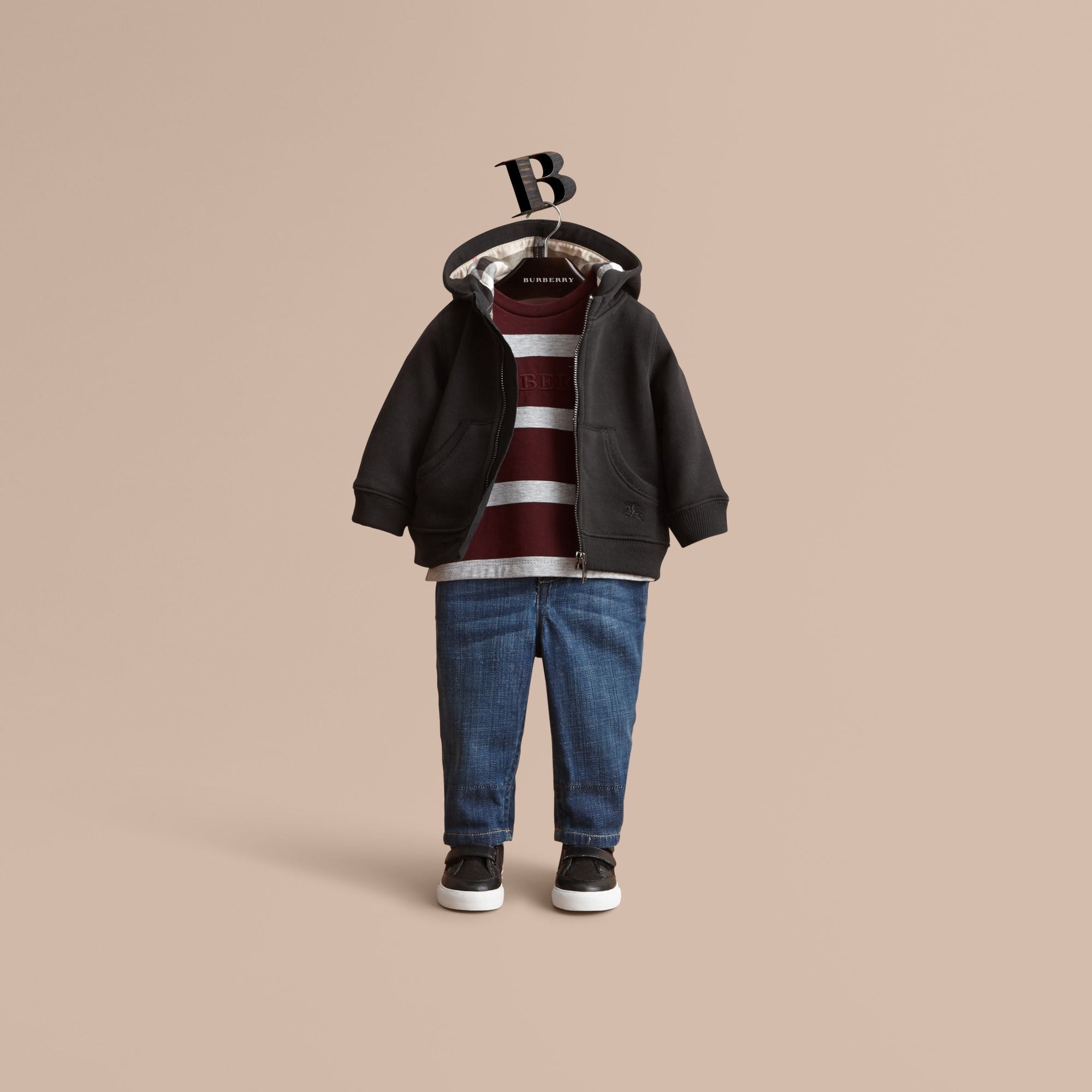 BLACK Haut en coton avec capuche à motif check