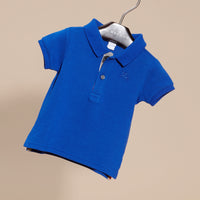 BRILLIANT BLUE Polo en piqué de coton