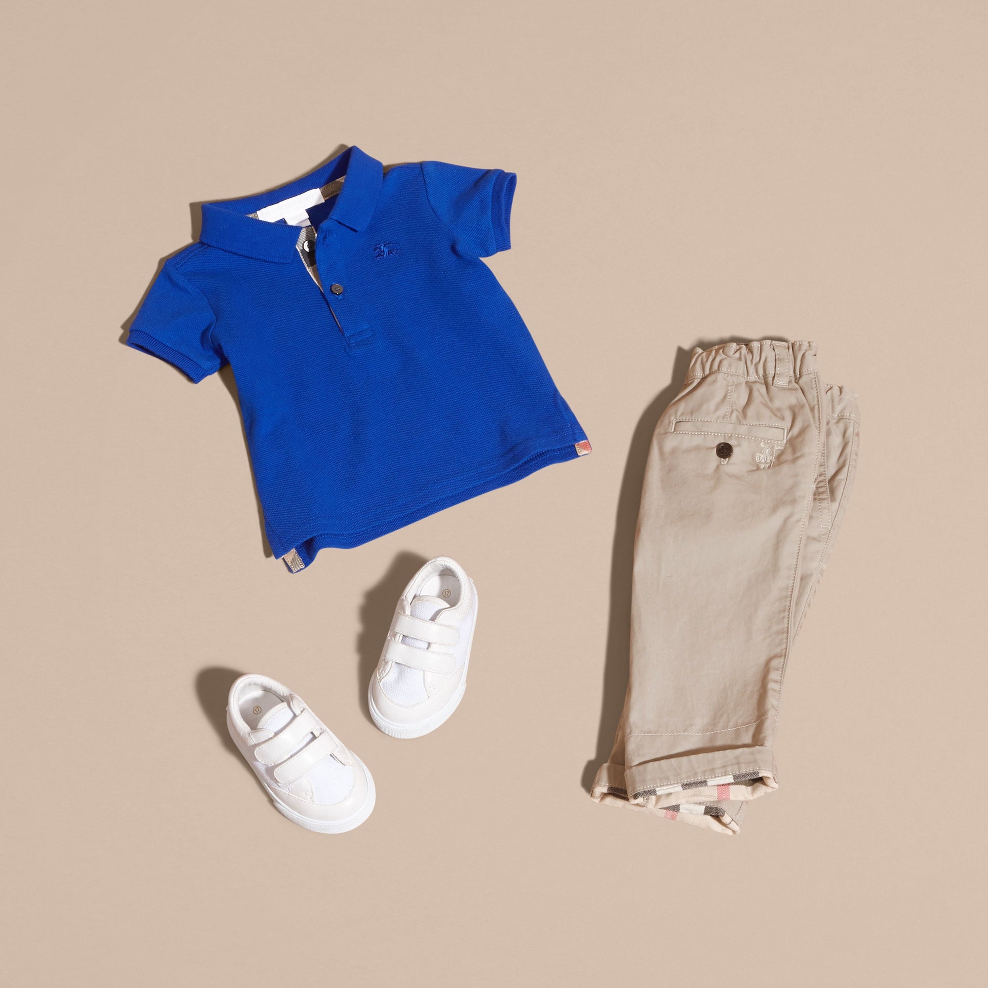 BRILLIANT BLUE Polo en piqué de coton