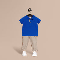BRILLIANT BLUE Polo en piqué de coton