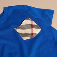BRILLIANT BLUE T-shirt en coton avec poche à motif check