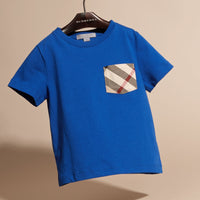 BRILLIANT BLUE T-shirt en coton avec poche à motif check