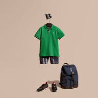 BRIGHT PIGMENT GREEN Polo avec patte à motif check