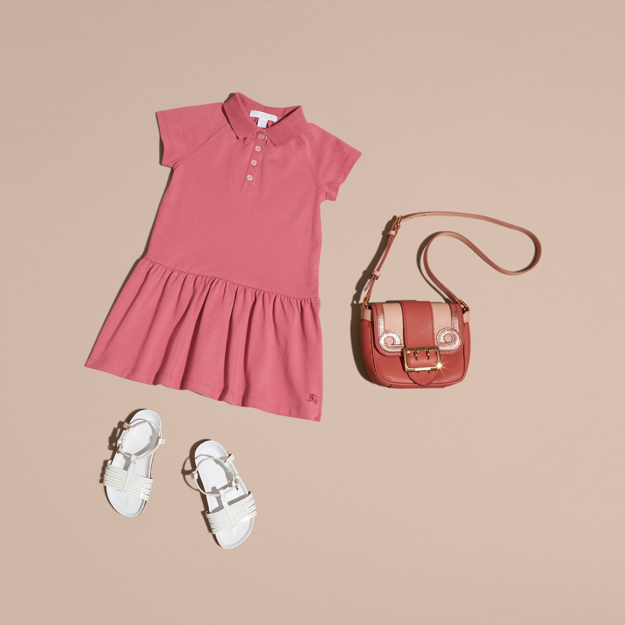 PINK AZALEA Robe polo en coton mélangé avec patte à motif check