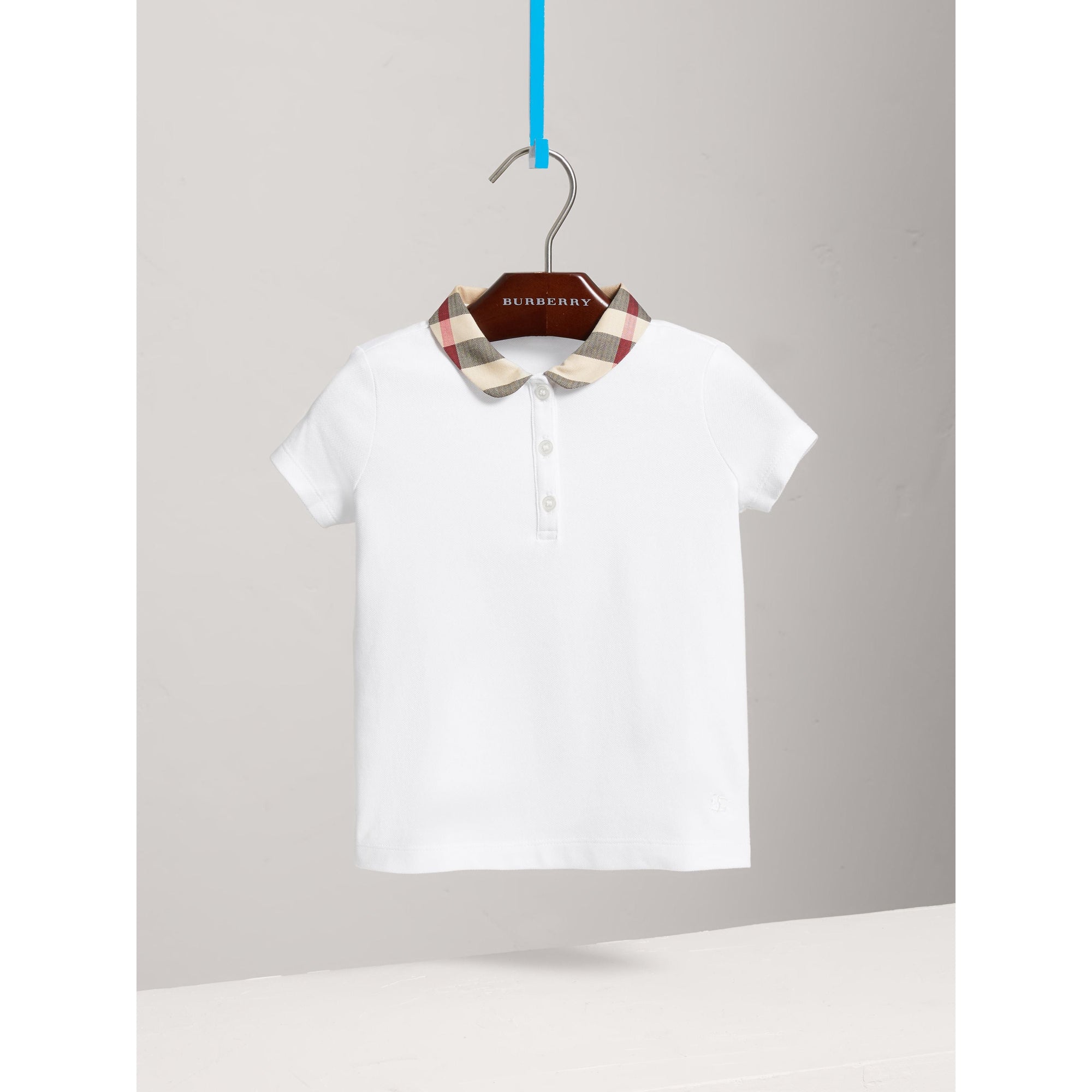 WHITE Polo avec col à motif check