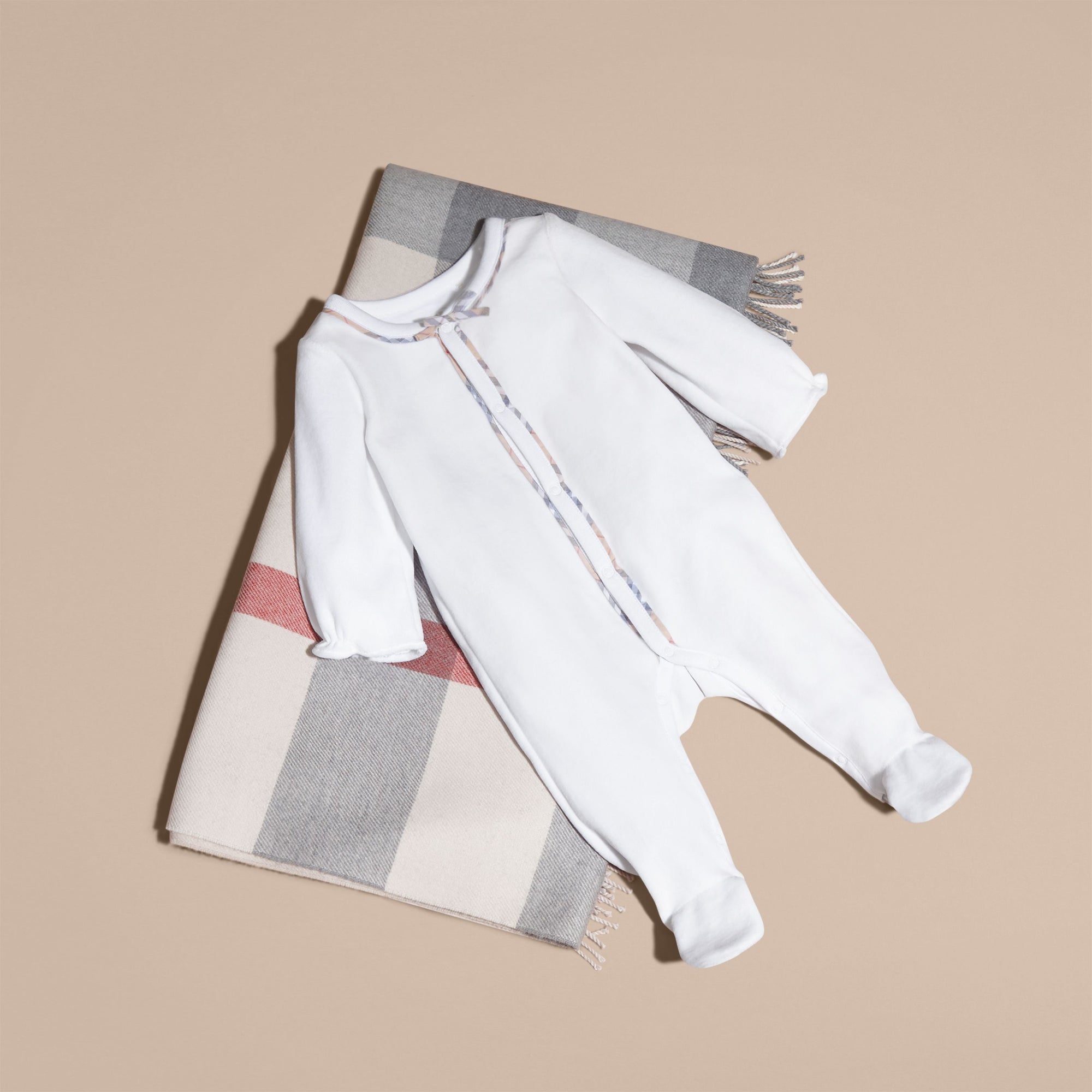 WHITE Combinaison en coton avec détails check