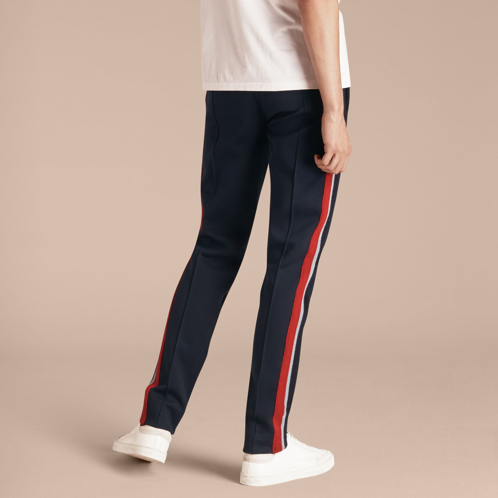 NAVY Pantalon de survêtement à rayures sportswear en coton mélangé
