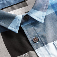 PALE BLUE Chemise en coton à manches courtes avec motif check