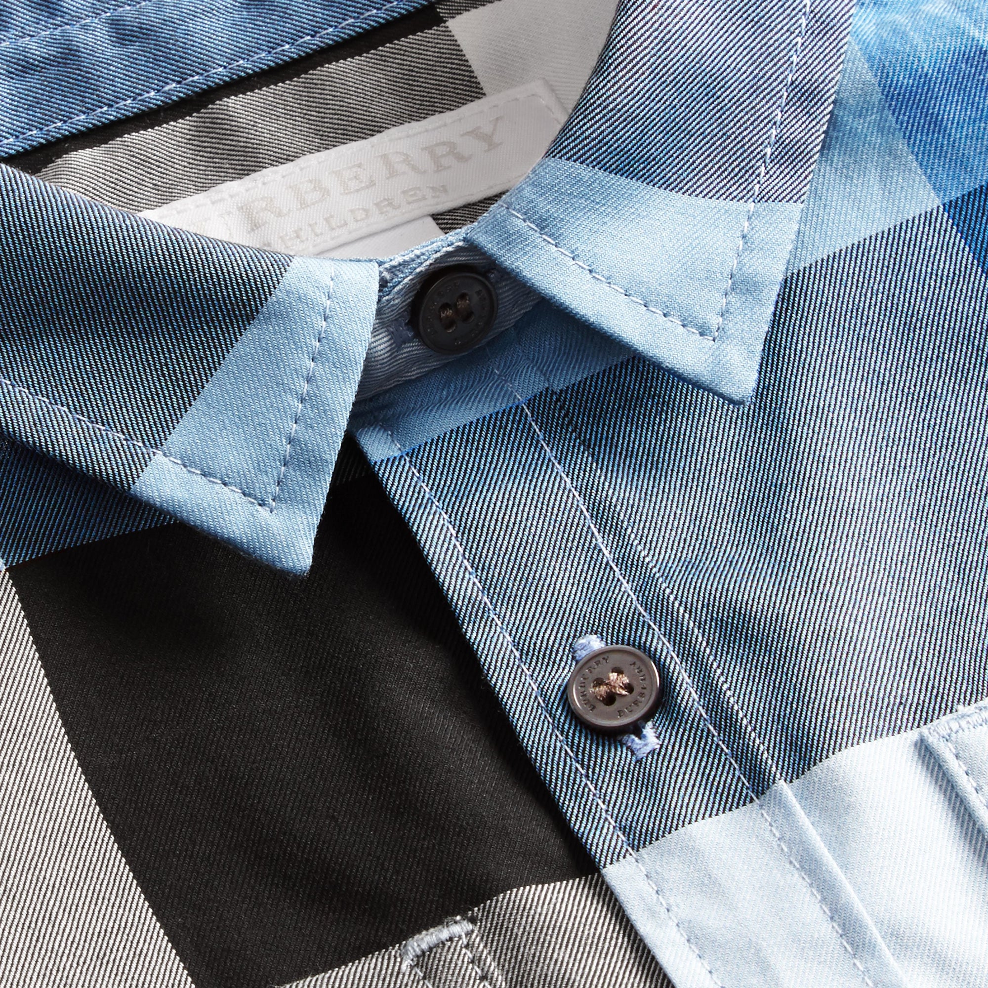 PALE BLUE Chemise en coton à manches courtes avec motif check