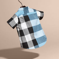 PALE BLUE Chemise en coton à manches courtes avec motif check