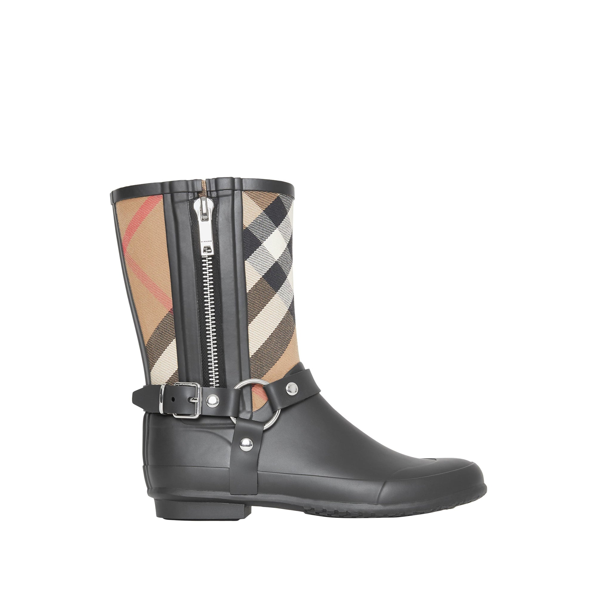 Bottes de pluie à motif check avec sangle à boucle - House Check & Noir