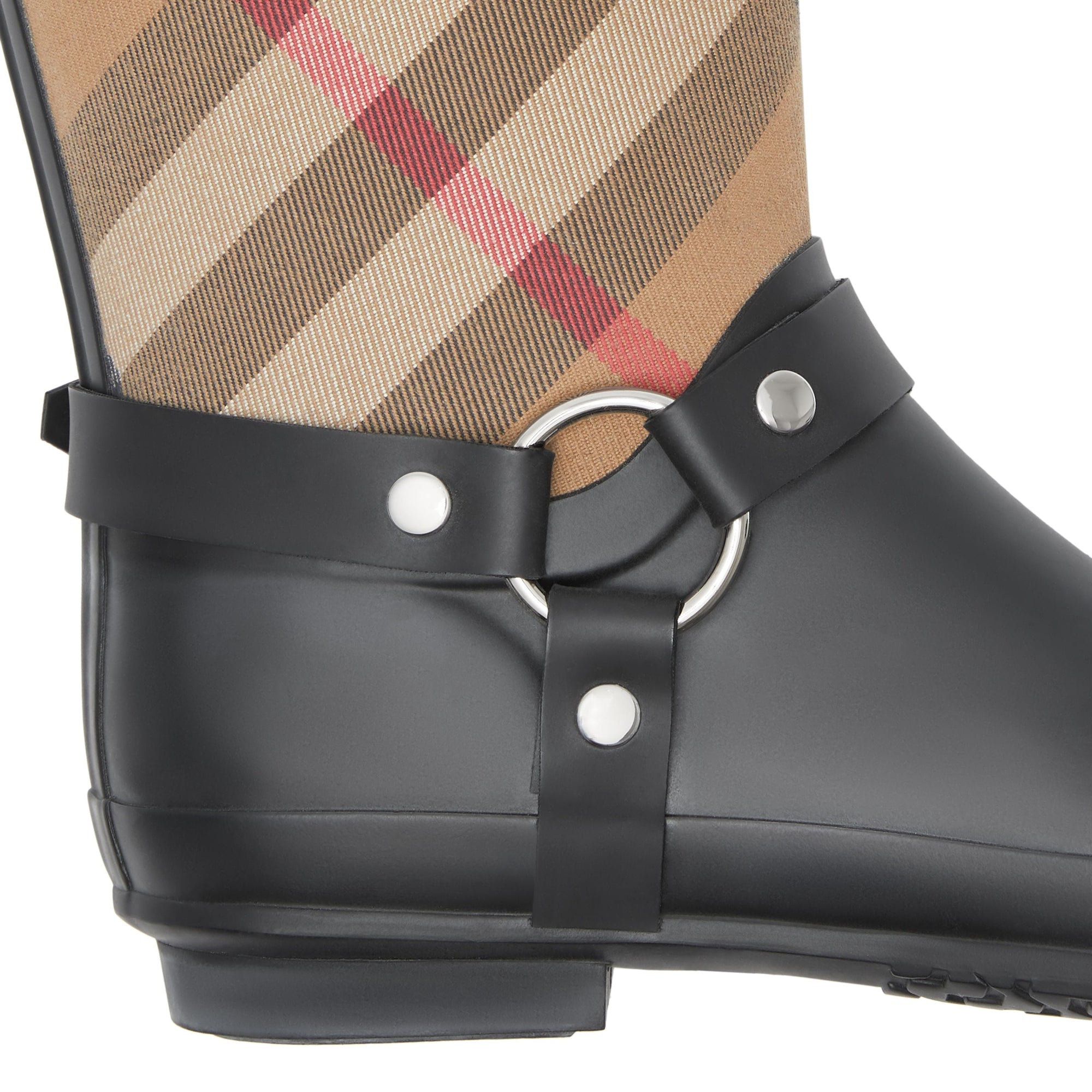 Bottes de pluie à motif check avec sangle à boucle - House Check & Noir
