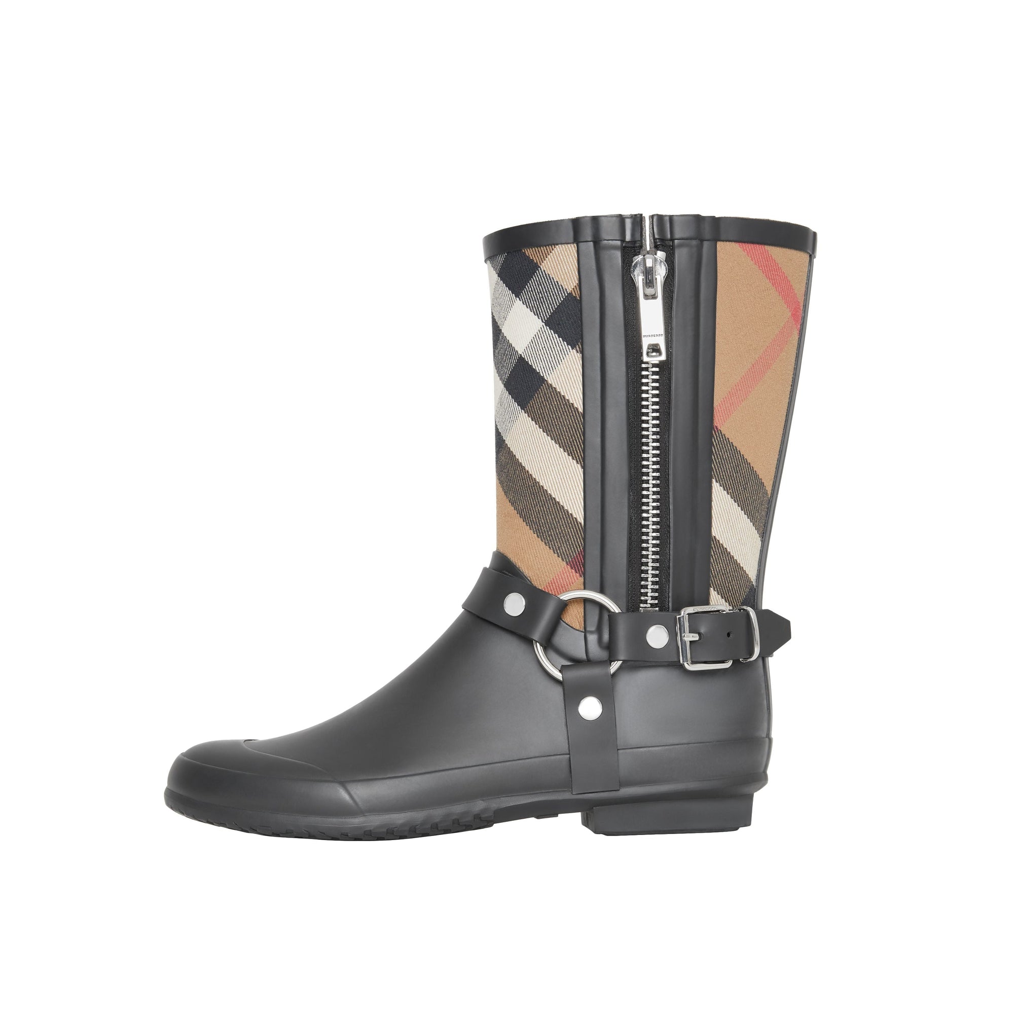 Bottes de pluie à motif check avec sangle à boucle - House check & noir
