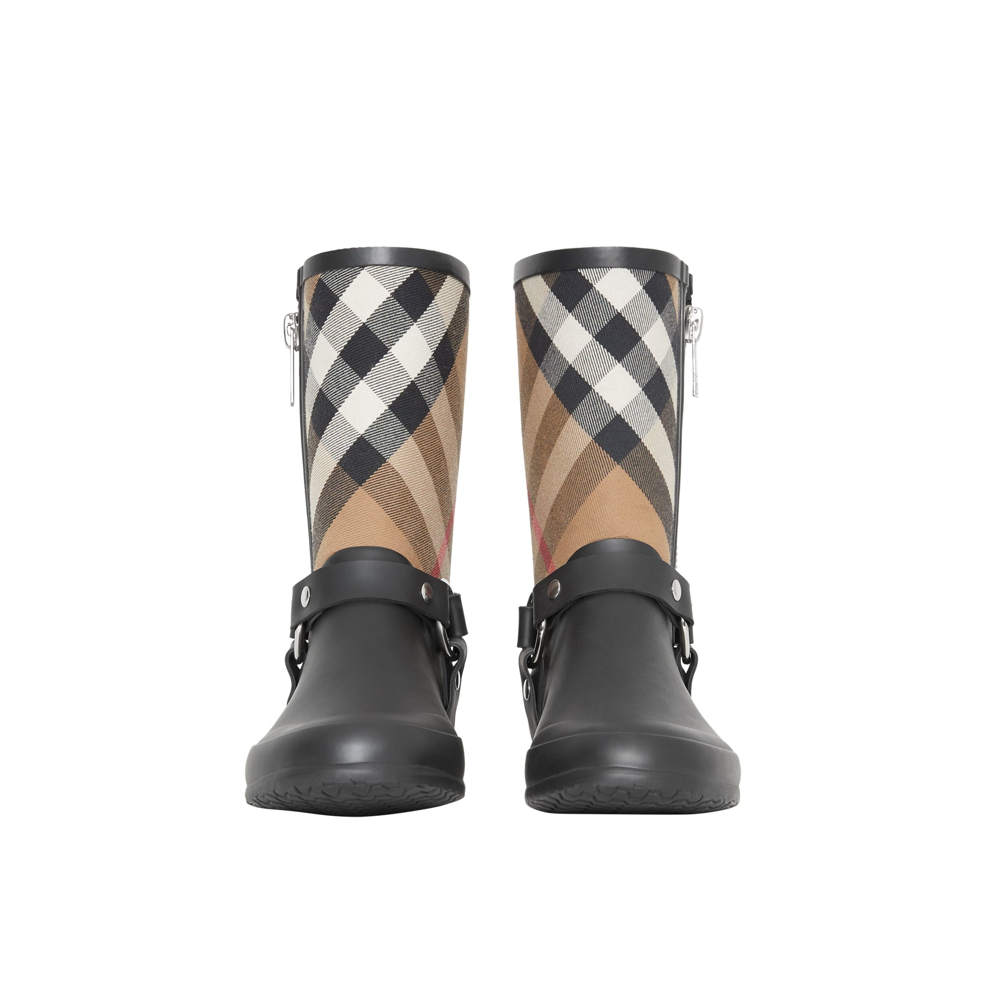 Bottes de pluie à motif check avec sangle à boucle - House check & noir