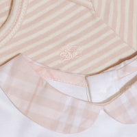 POWDER PINK Coffret cadeau bébé trois pièces en coton mélangé à motif