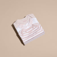 Coffret cadeau bébé trois pièces en coton mélangé à motif - Rose poudré
