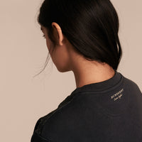 BLACK Sweat-shirt en coton mélangé à manches courtes avec devant en jacquard