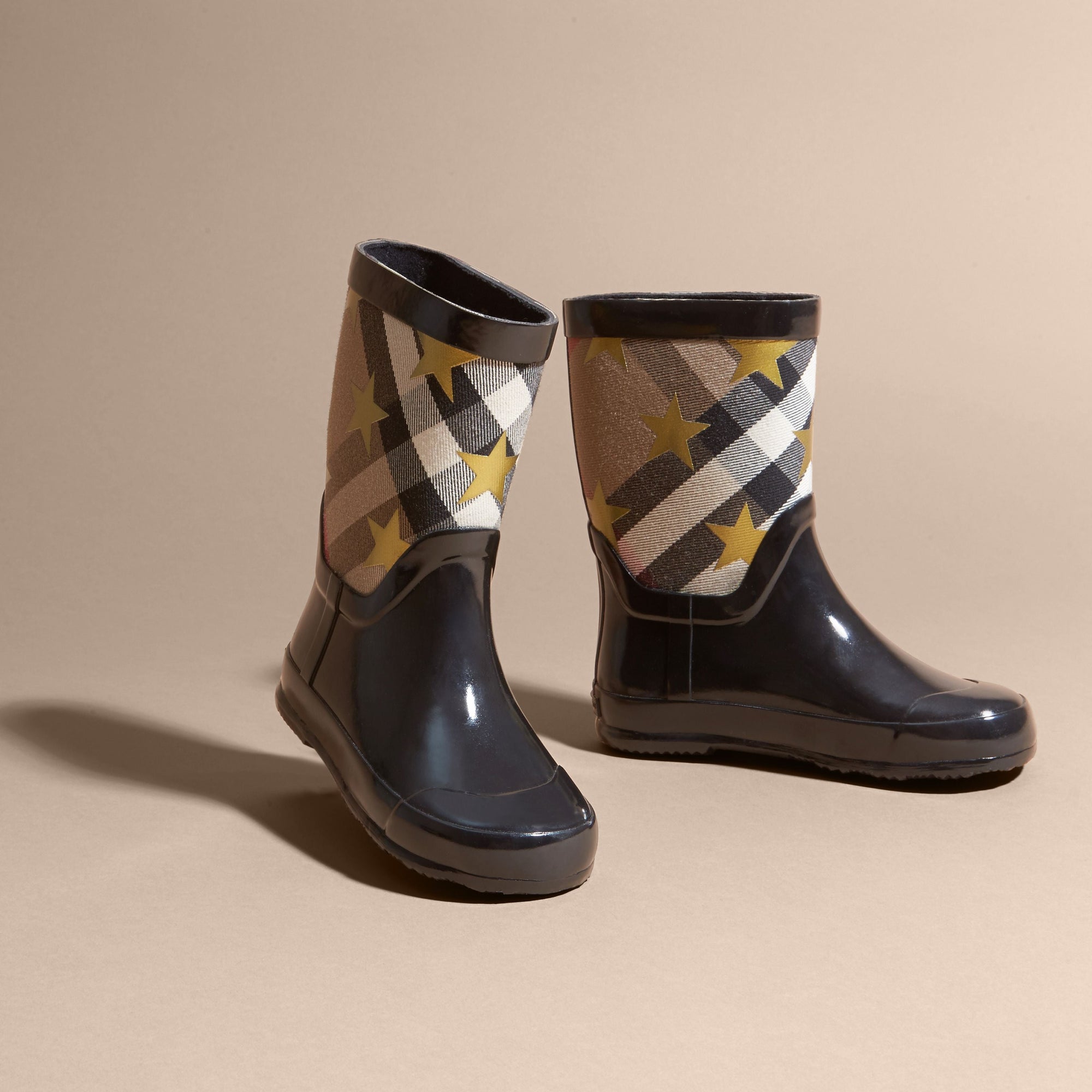 BLACK Bottes de pluie à motif House check et imprimé à étoiles