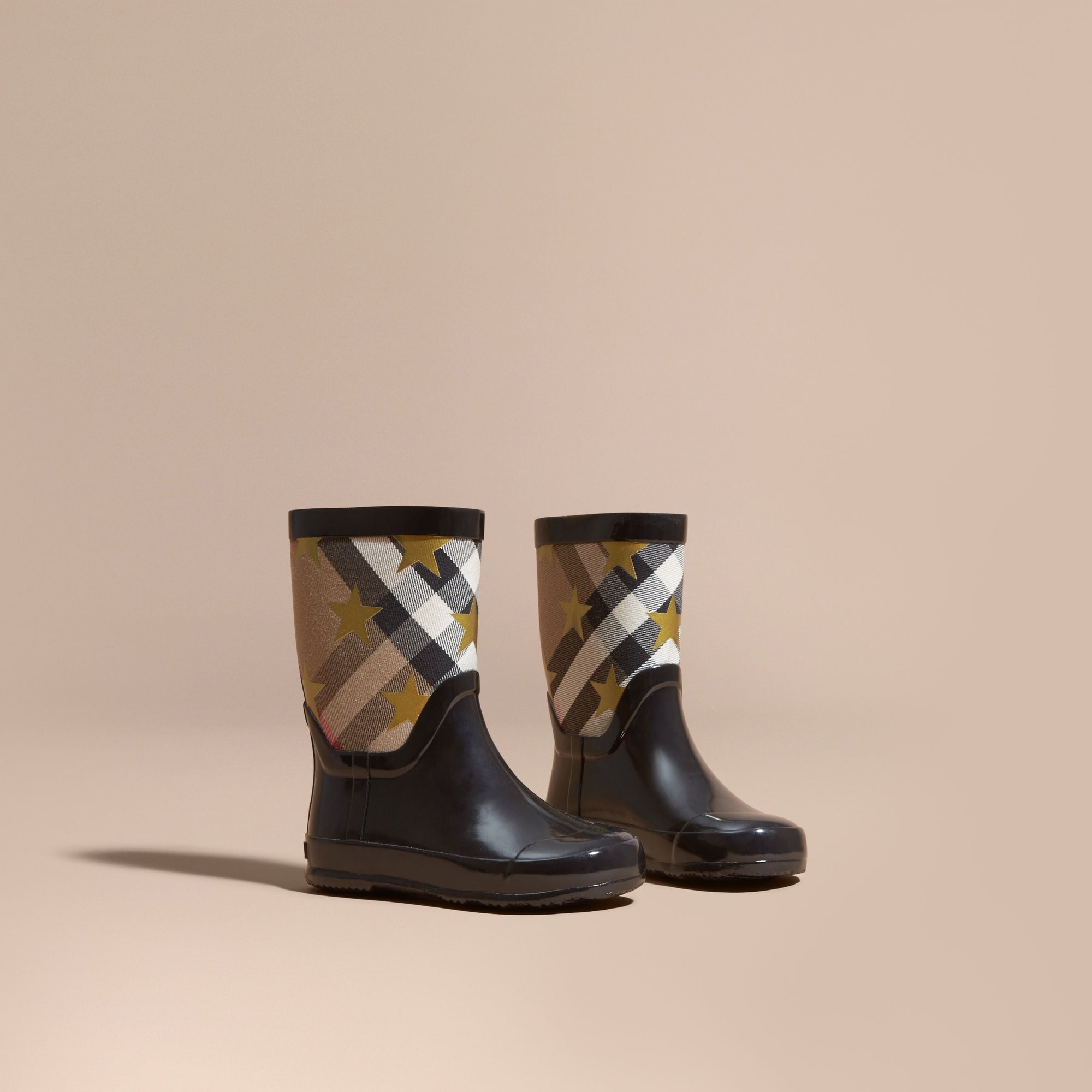 BLACK Bottes de pluie à motif House check et imprimé à étoiles