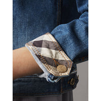 Veste en denim avec détails check - Indigo clair
