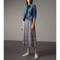 Veste en denim avec détails check - Indigo clair