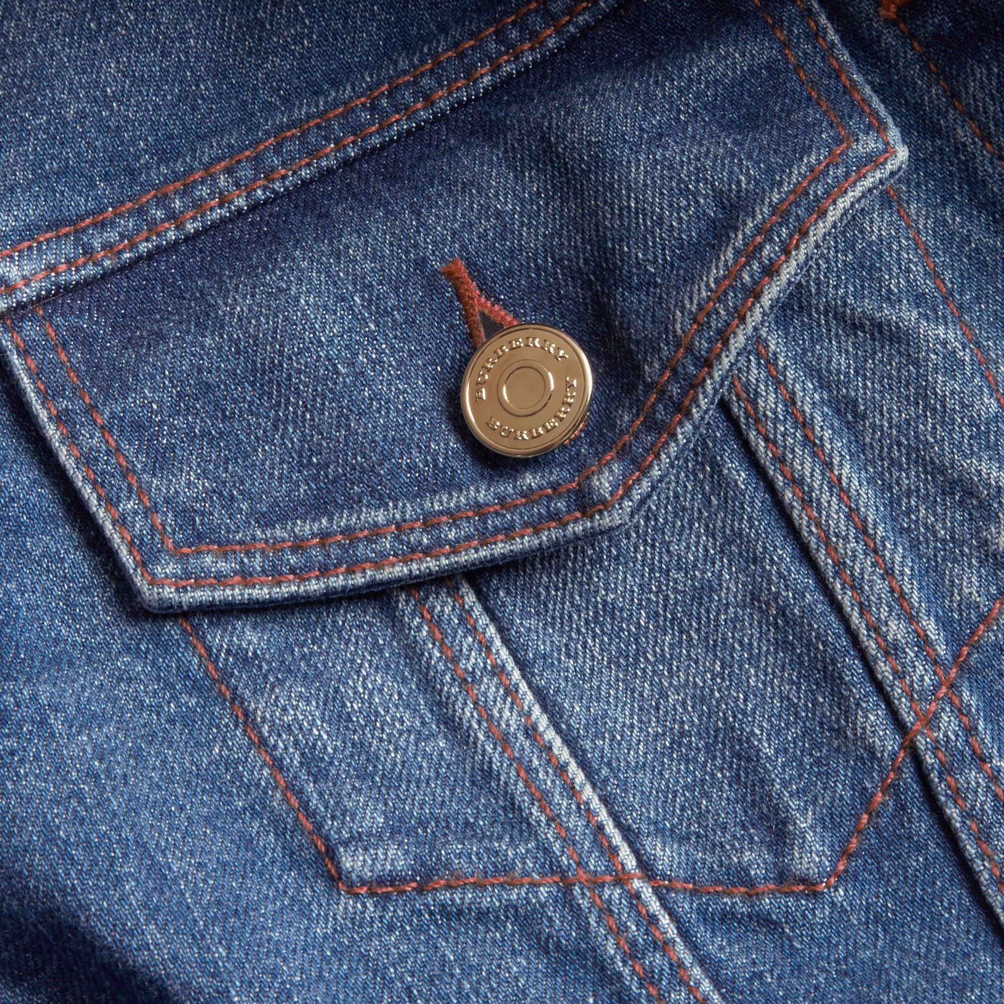 Veste en denim avec détails check - Indigo clair