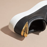 ANTIQUE GOLD/BLACK Sneakers en cuir avec détail métallisé