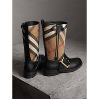 CLASSIC CHECK Bottes en cuir et coton House check avec boucle