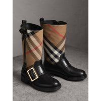 CLASSIC CHECK Bottes en cuir et coton House check avec boucle