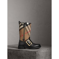CLASSIC CHECK Bottes en cuir et coton House check avec boucle