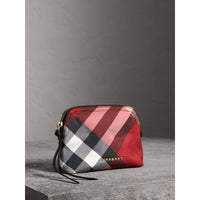 PARADE RED Pochette medium zippée en tissu technique à motif check