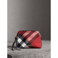 PARADE RED Pochette medium zippée en tissu technique à motif check