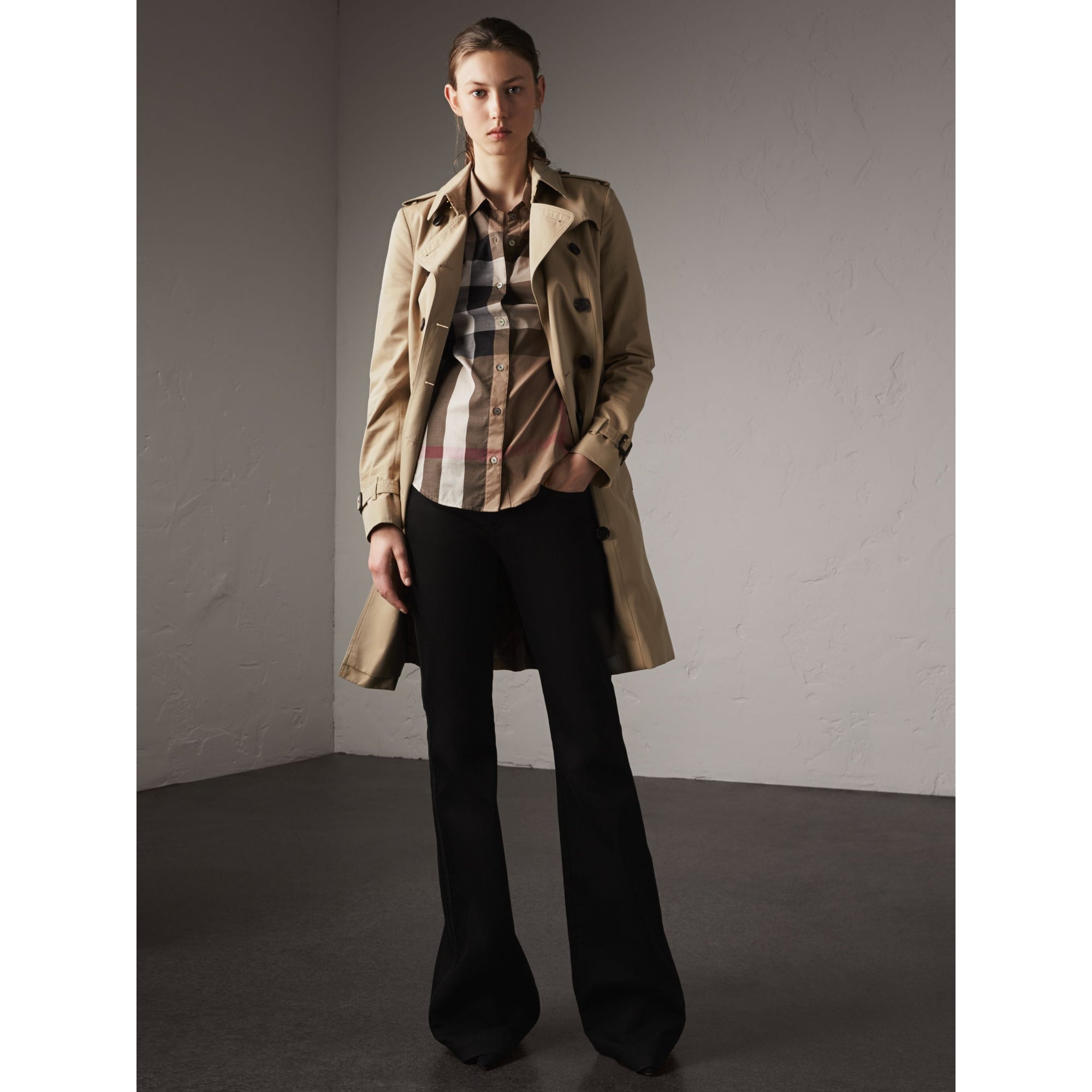 TAUPE BROWN Chemise en coton à manches courtes avec motif check