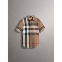 TAUPE BROWN Chemise en coton à manches courtes avec motif check