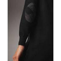 BLACK Robe pull en laine mérinos avec coudières check