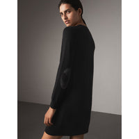 BLACK Robe pull en laine mérinos avec coudières check