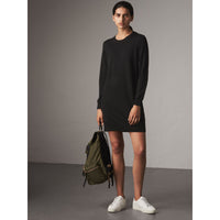 BLACK Robe pull en laine mérinos avec coudières check