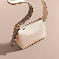 Sac à bandoulière en python et cuir - Calcaire