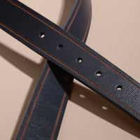DARK NAVY/BLACK Ceinture réversible en cuir London avec bordure contrastante