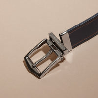 DARK NAVY/BLACK Ceinture réversible en cuir London avec bordure contrastante