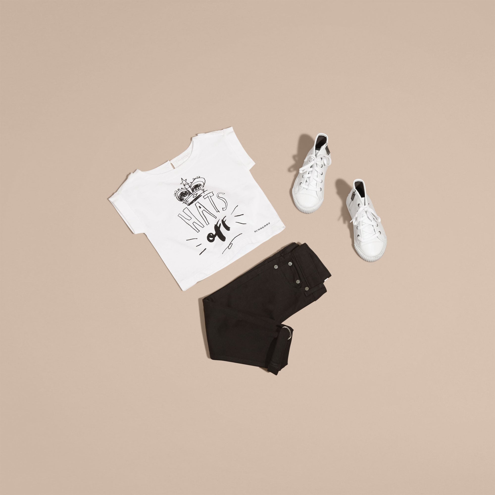 WHITE T-shirt en coton avec motif Hats off