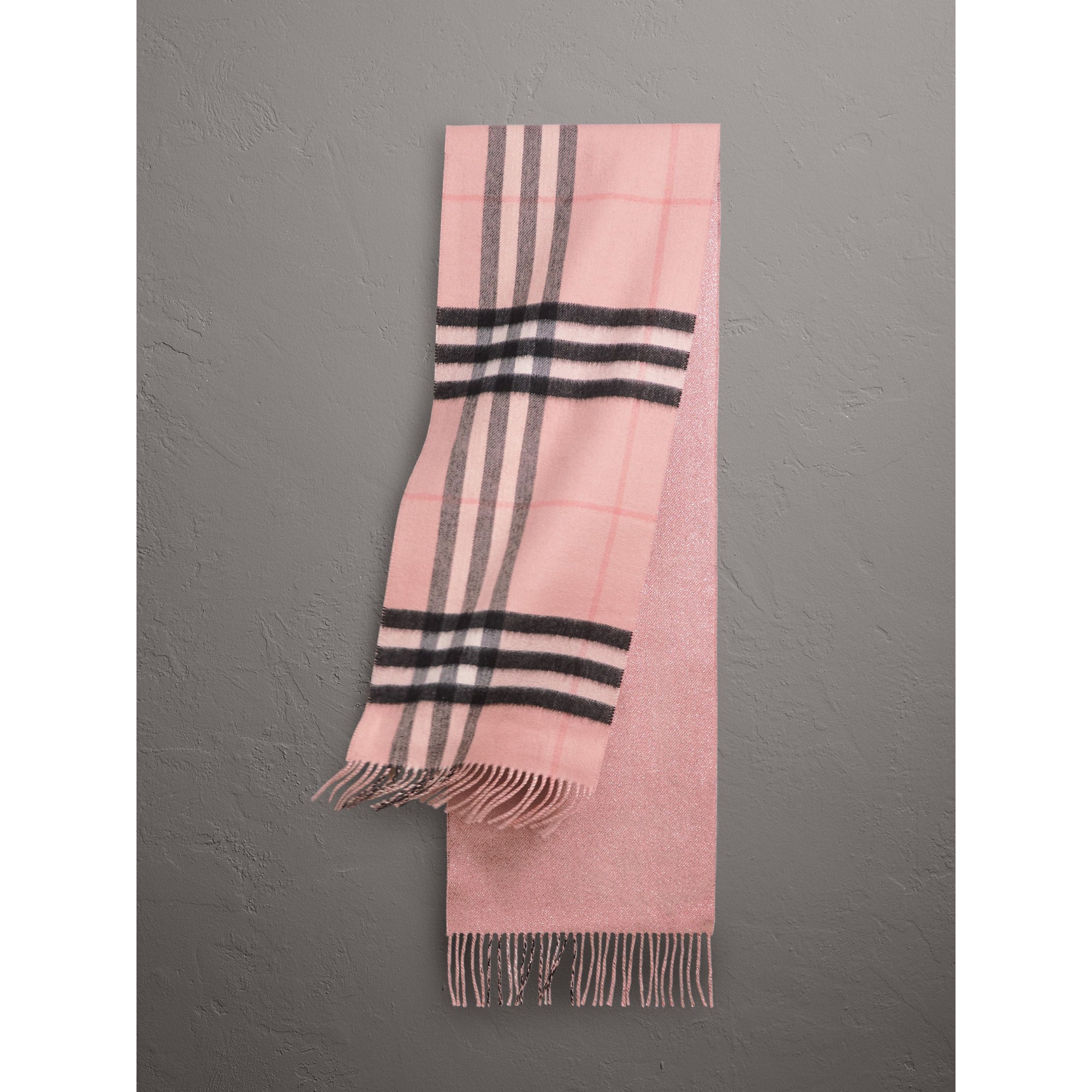 ASH ROSE Écharpe en cachemire à motif check métallisé réversible